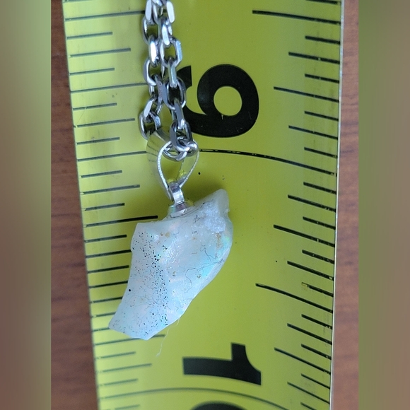 Natural Ethiopian Fire Opal Rough Pendant + 18" Chain Necklace - Unisex Jewlery - Picture 3 of 6